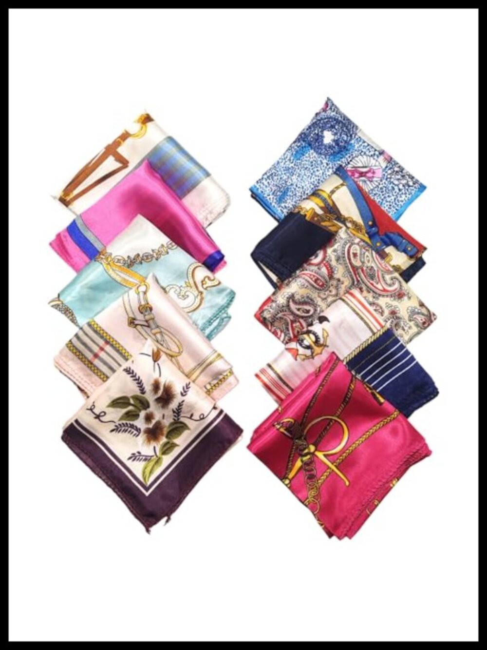 10 Pack Satin Square Scarf Set Soft Polyester Blend Head Neck Hair Scarves 20x20